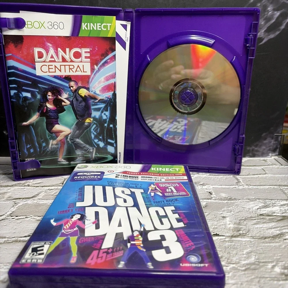Bundle Just Dance 3 & Dance Central Bundle - Microsoft Xbox 360 - Both CIB - T&W